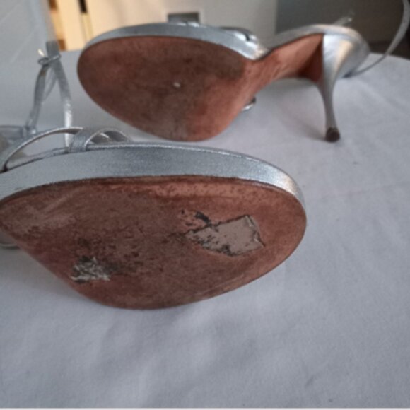 Rare Casadei Silver Foil Leather Heels 8 US / 38 EU Crystal Starfish Italy IOB - Picture 15 of 15